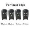 A set of five universal car key covers showing different button configurations: 2, 3, 4, and 5 buttons.