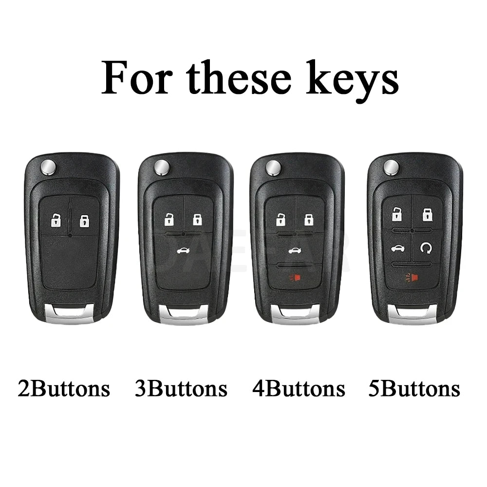 A set of five universal car key covers showing different button configurations: 2, 3, 4, and 5 buttons.