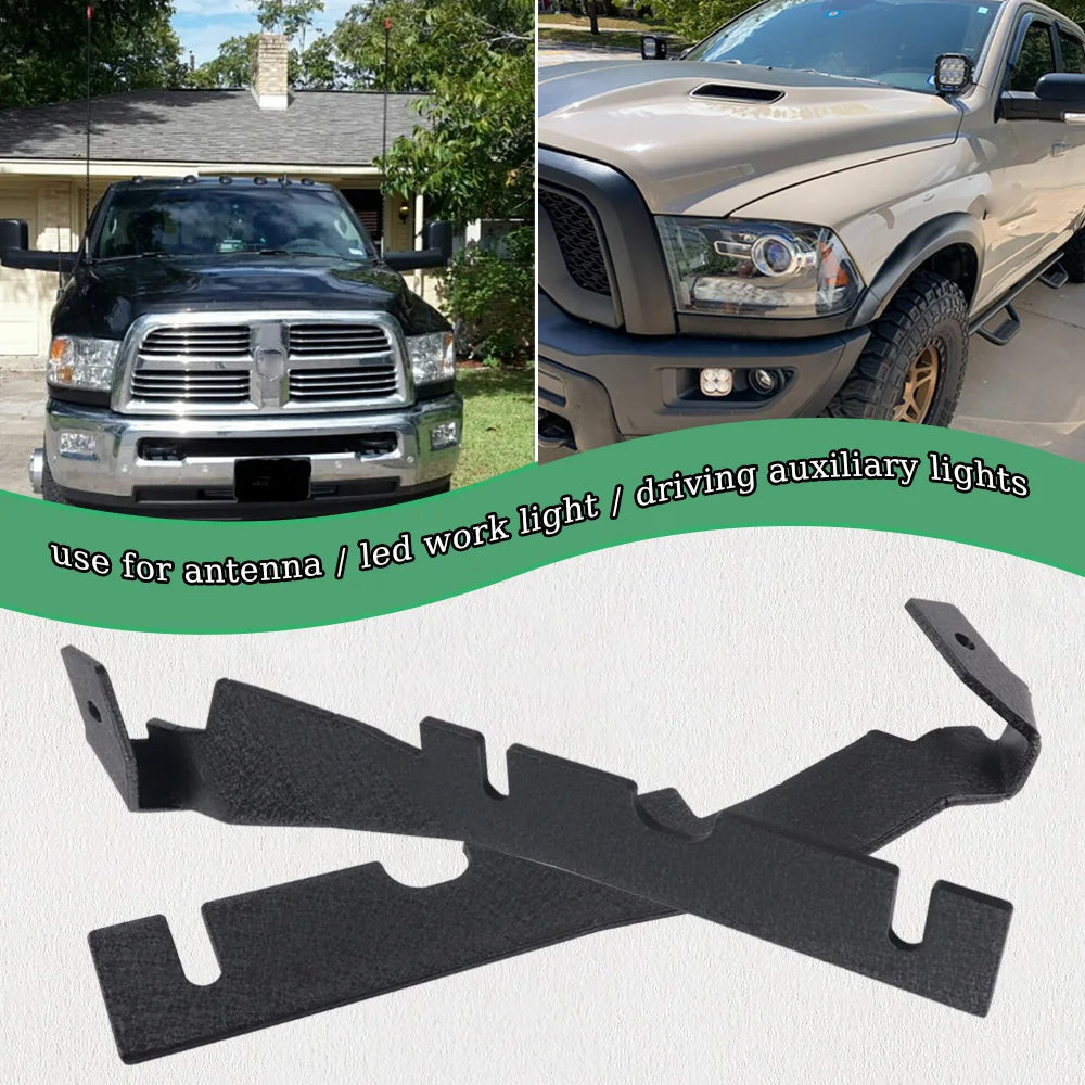 Support de montage pour phares auxiliaires LED noirs et éclairage de travail pour capot de Dodge RAM