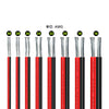 A set of insulated electrical extension wires with varying AWG sizes from 30 to 16, shown vertically.