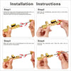 Instrucciones de instalación mostrando pasos para usar un kit de herramienta extractor de núcleo de válvula HVAC de doble tam