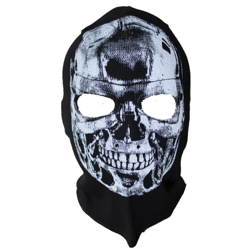 Mascarilla balaclava negra con diseño de calavera blanca para cobertura facial completa