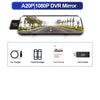Un miroir DVR dual 1080P montrant une route avec des arbres et des bornes de bord de route.