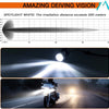 Une moto est illuminée par un puissant projecteur LED blanc d'appoint.