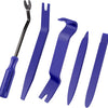 Un jeu d'outils pour retirer les garnitures automobiles violettes, comprenant leviers et lames.