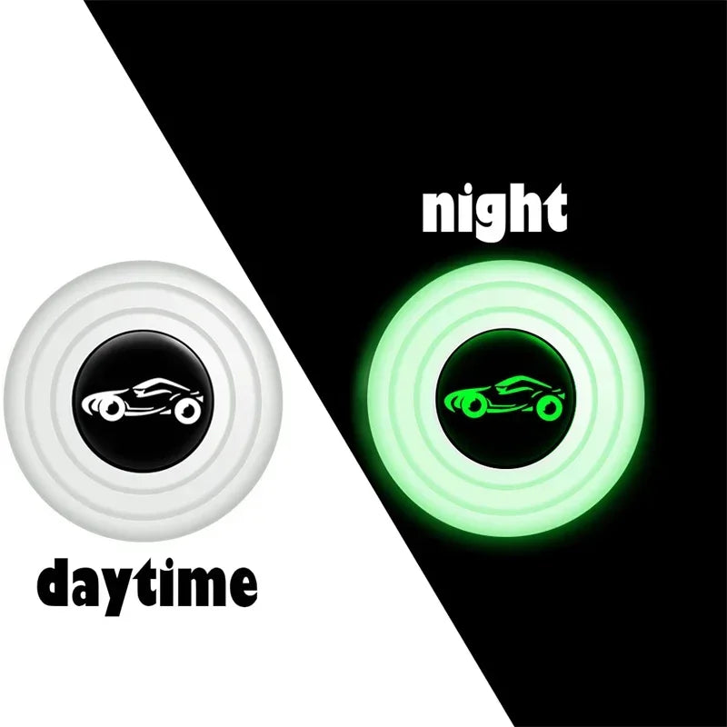 A comparison showing a car door anti-shock silicone pad illuminated in night mode and daytime mode.