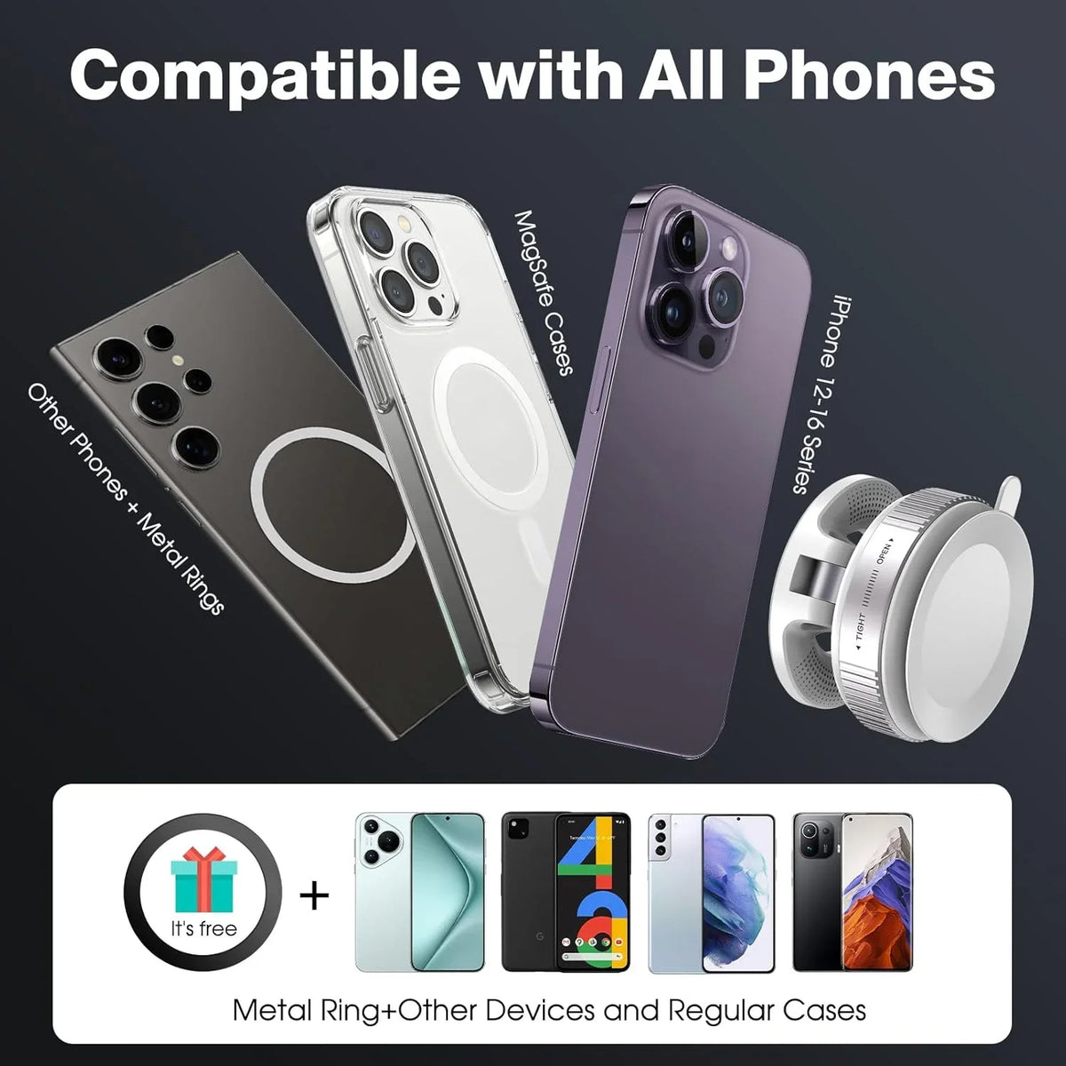 Magnetischer Ring und normale Hüllen für Telefone und andere Geräte