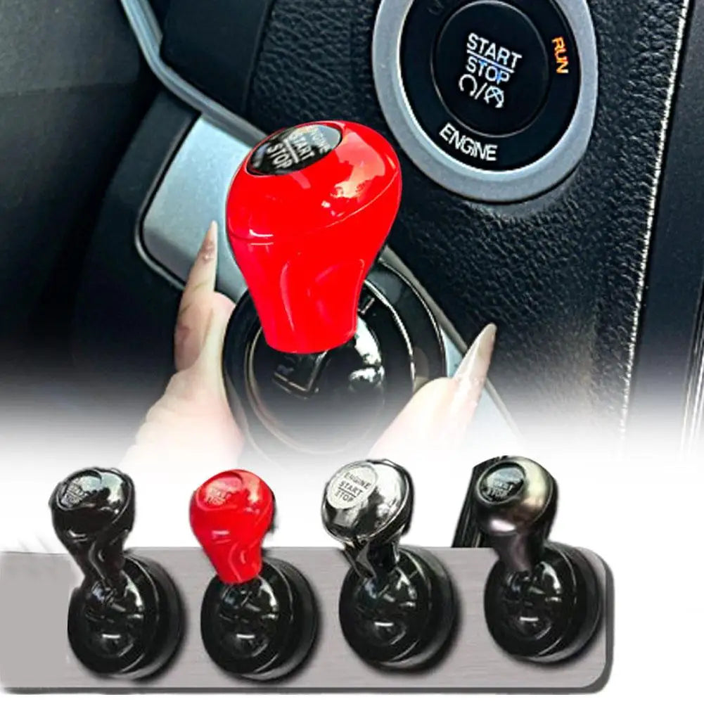 A set of all-metal cylindrical car start button accessories in red and black colors.
