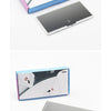 A compact HD touch screen car makeup mirror with a protective box shown next to the device.