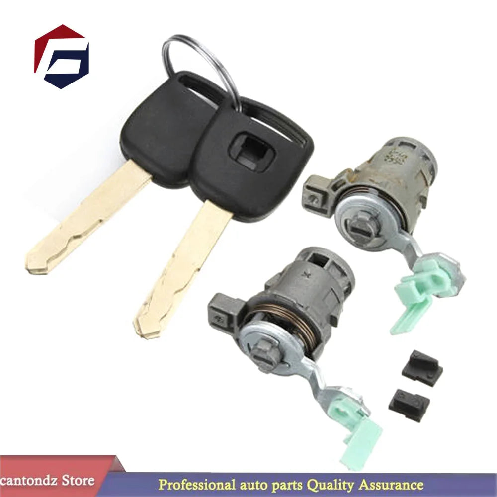 A set of universal keyed door lock cylinders for Honda and Toyota vehicles, including a key and cylinder components.
