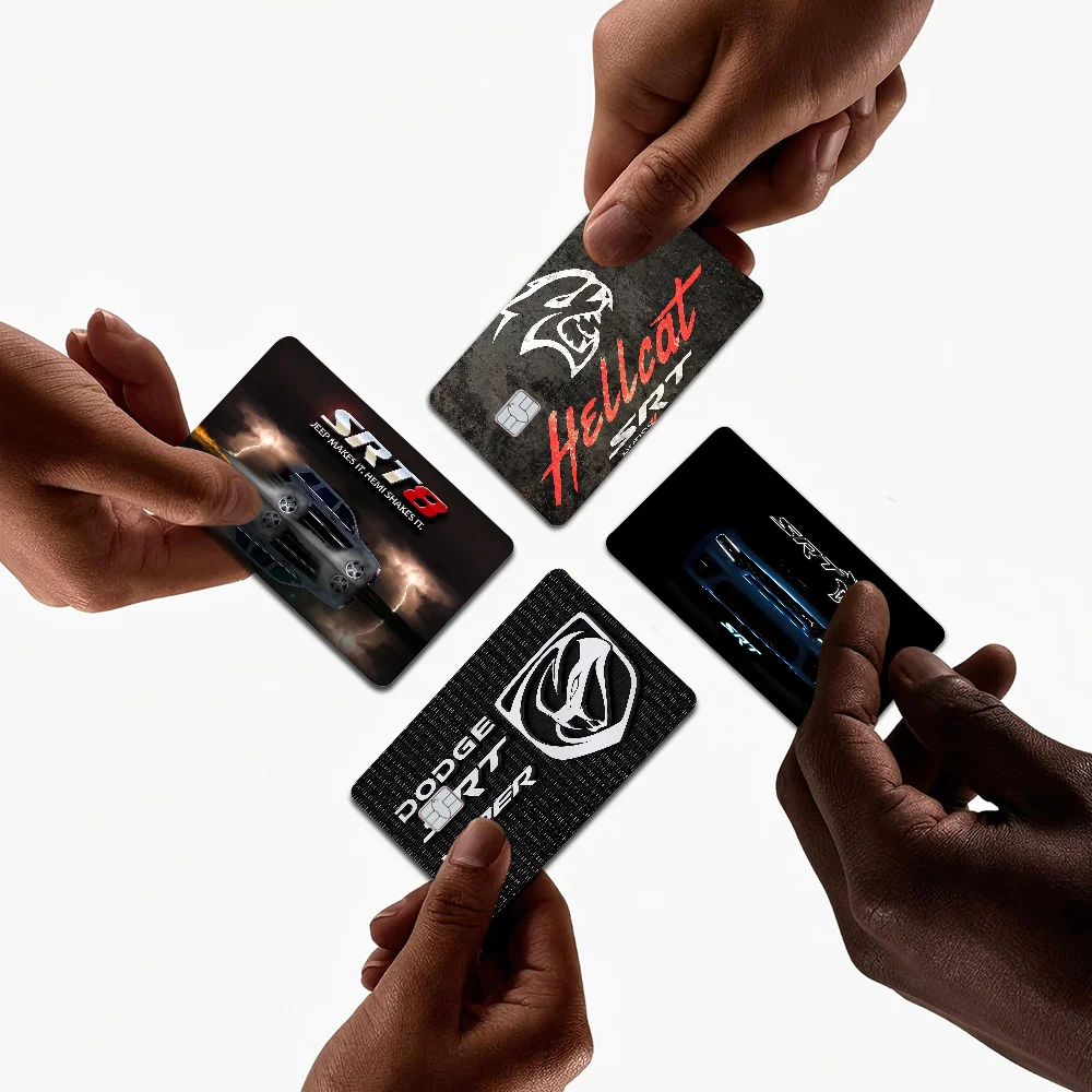 Hands are holding a black card with the SRT Hellcat Demon logo and text.