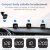 Compact GPS smart gauge head-up display showing various driving information on a car dashboard.