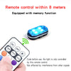 A blue remote control for car ambient interior lights is shown next to a smartphone remote.