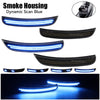 A set of blue LED side marker lights with a dynamic scan feature shown in various forms and installations.
