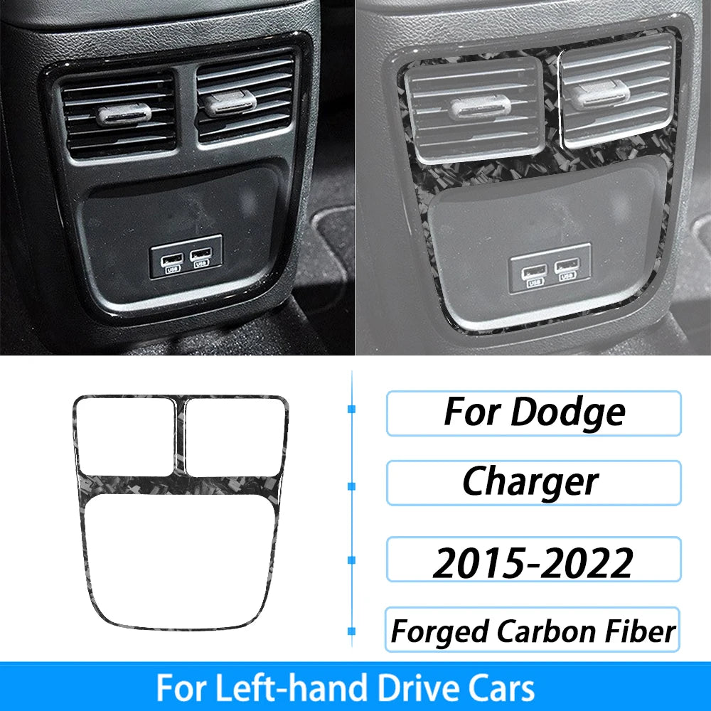 Calcomanías de moldura de fibra de carbono forjada para Dodge Charger, años 2015-2022, transmisión izquierda