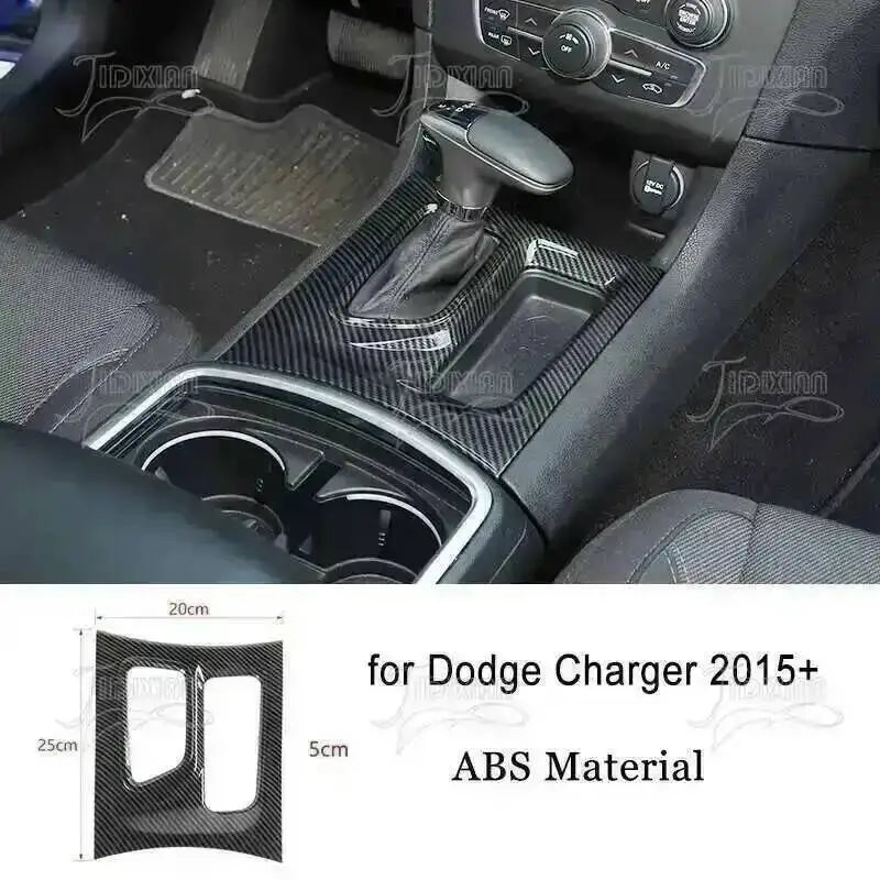 Carbon fiber interior decoration kit for Dodge Charger featuring an ABS material trim piece.