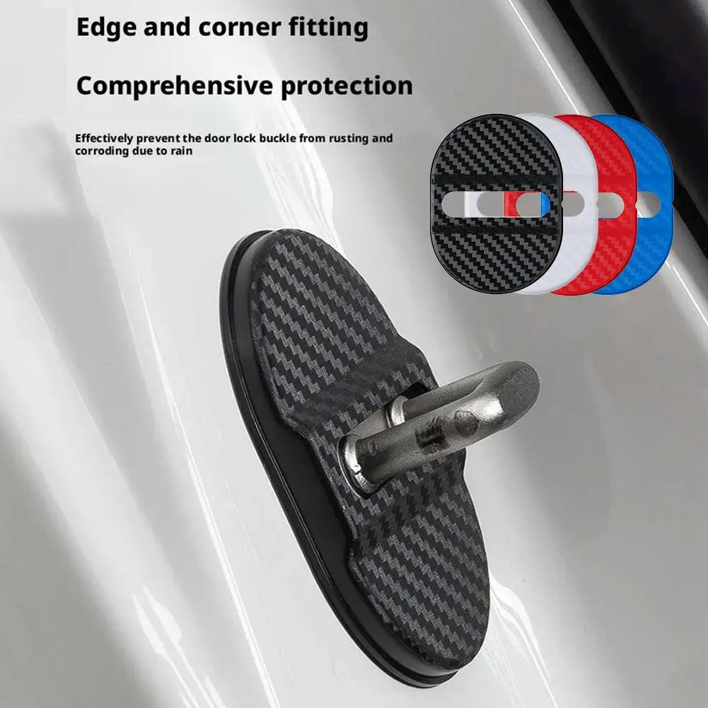 Black textured protective covers for car door locks, designed to prevent rust and corrosion.