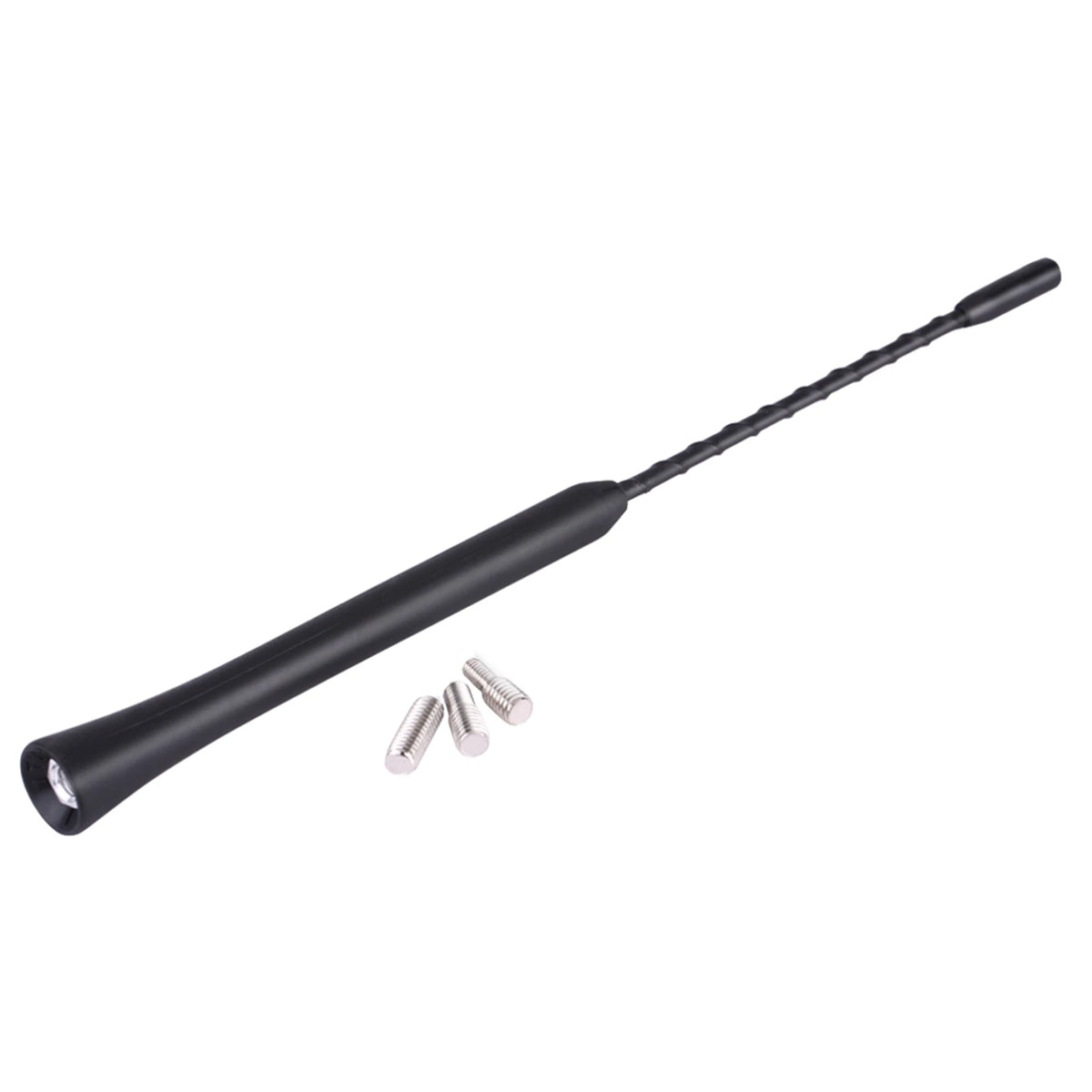 Black universal car radio antenna with threaded tips