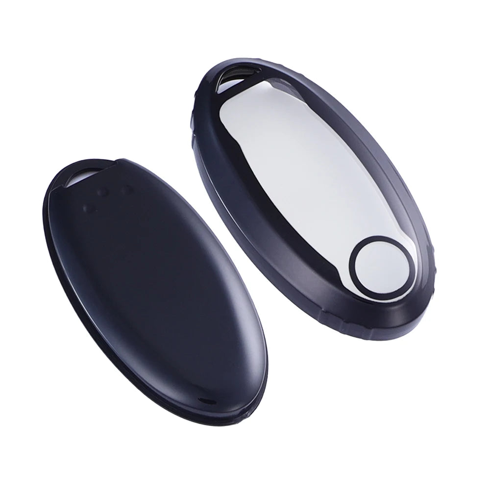 A black silicone cover for a universal car key fob, shown in two views.