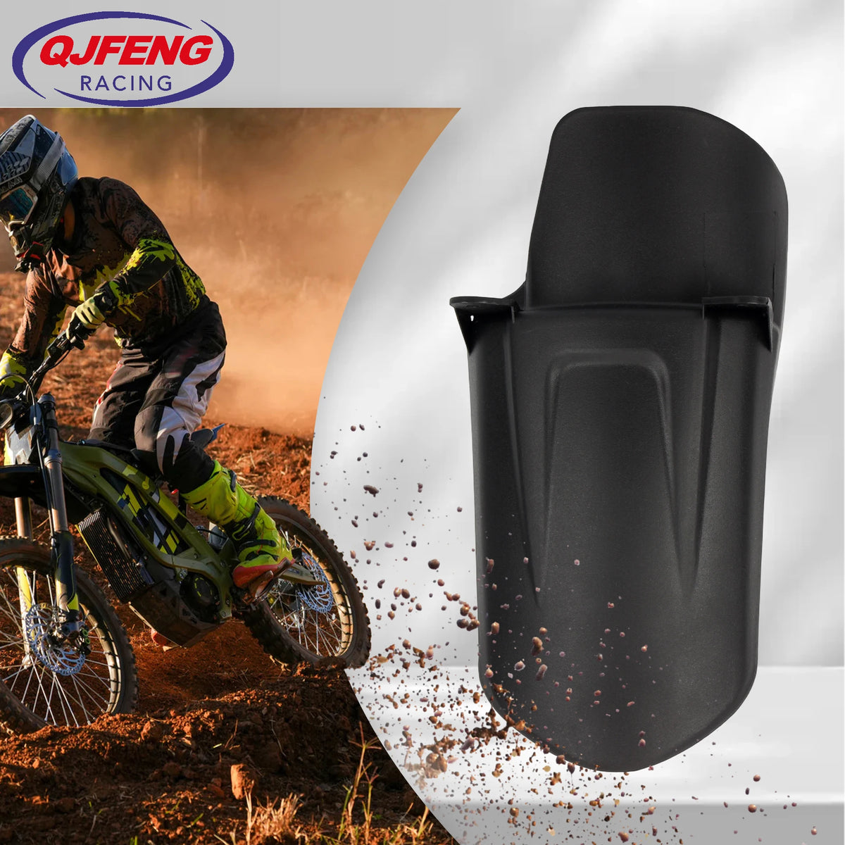 Black carbon fiber rear mudguard for a Sur-Ron Light Bee S X dirt bike.