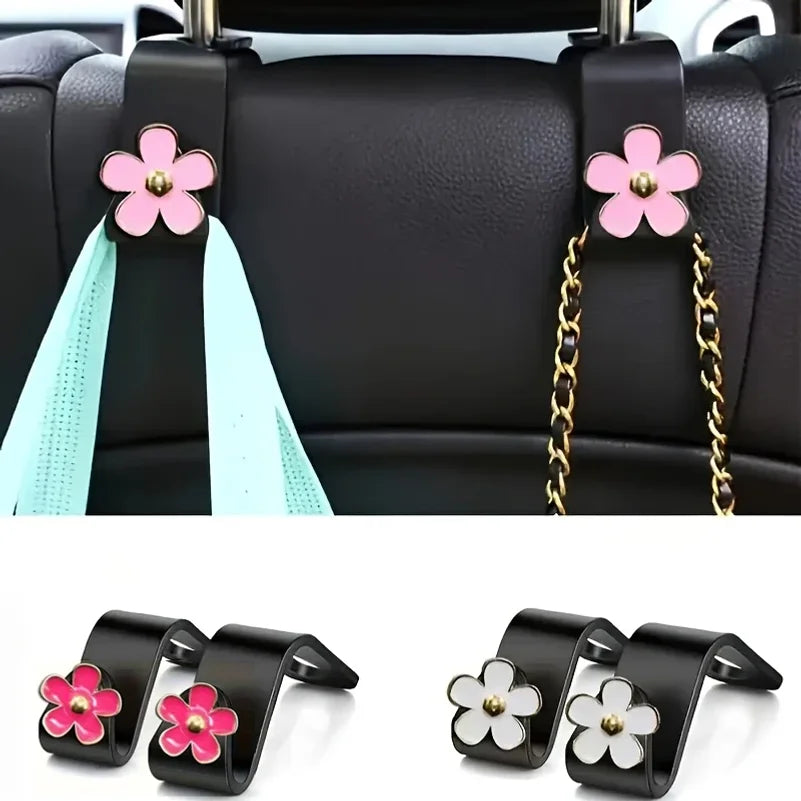 Sangles d'accoudoirs noirs pour siège auto avec accents de fleurs roses pour l'organisation
