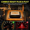 Close-up of a CANBUS ready plug and play headlight bulb installation featuring an LED light and diagnostic gauges.