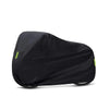 Black waterproof cover for a motorcycle or scooter, shown from the side.