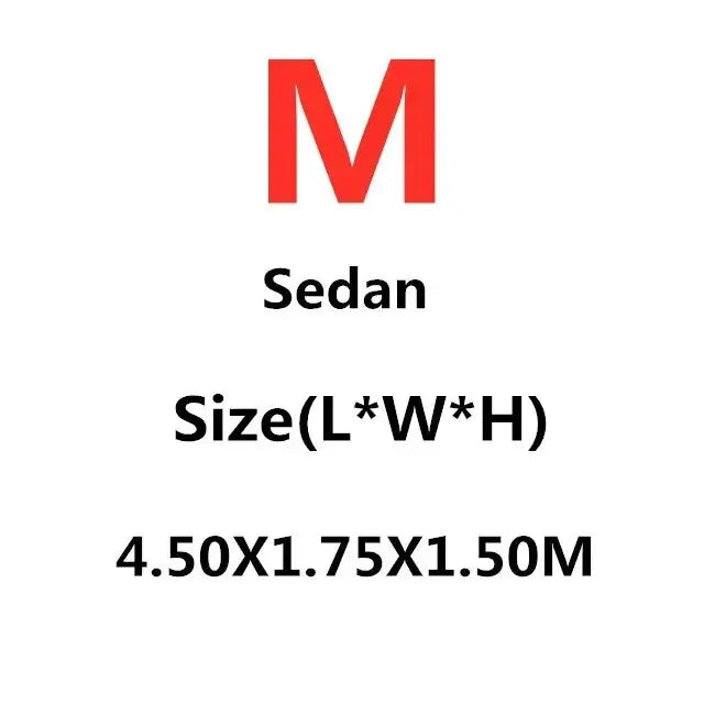 A red letter M above the word Sedan and a size specification 4.50x1.75x1.50M.