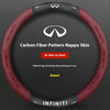 Red carbon fiber patterned nappa skin steering wheel covers for Infiniti models