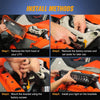 Instructions showing how to install light bar mounting brackets on a UTV front side using factory screws.