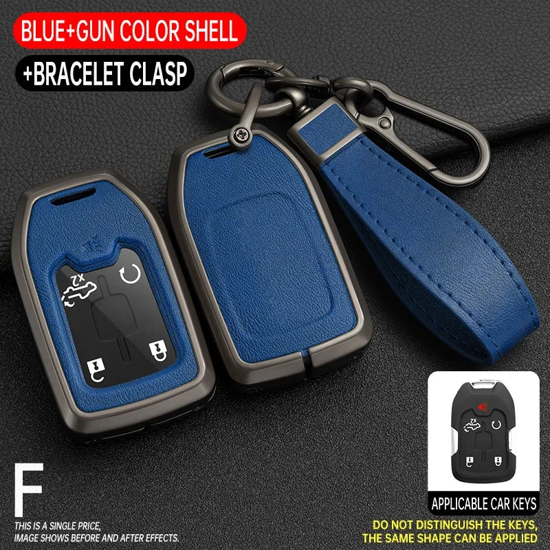 Blue and gun color shell bracelet clasp car key cover for Silverado GMC Terrain
