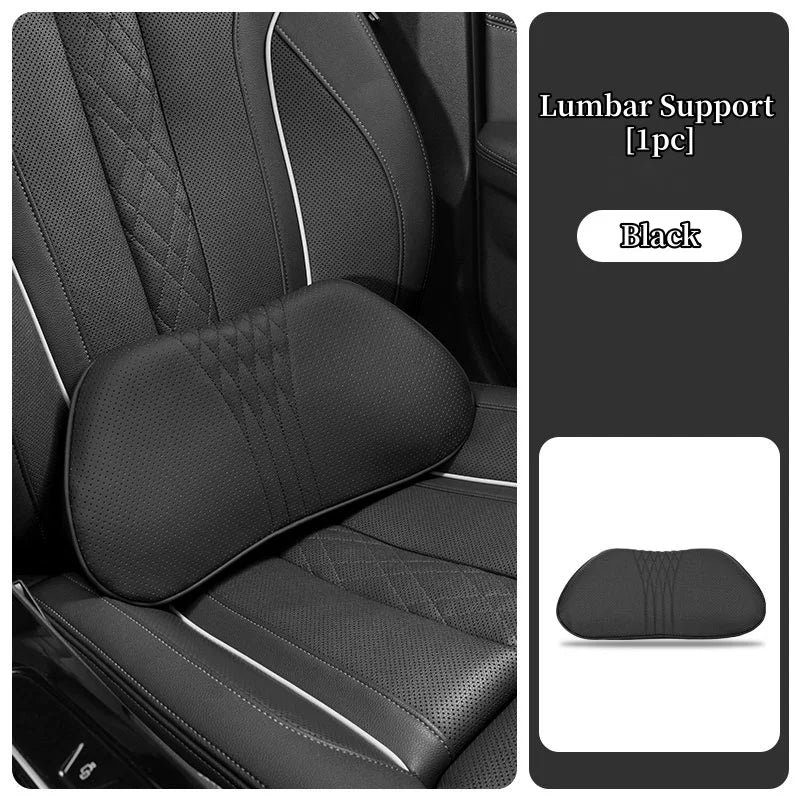 Black lumbar support pillow for car seat comfort