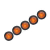 A row of six round amber LED side marker lights arranged in a line.