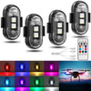 A set of multi-color LED strobe lights shown in various orientations and color combinations.