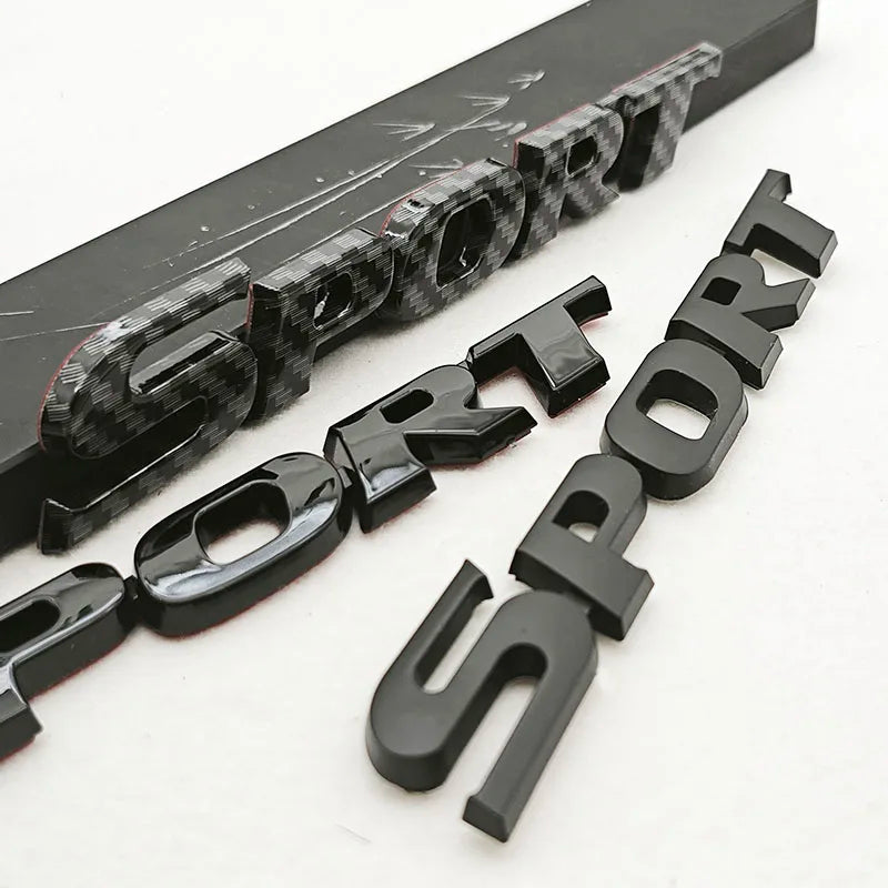 Black metal lettering logo emblem for a car trunk
