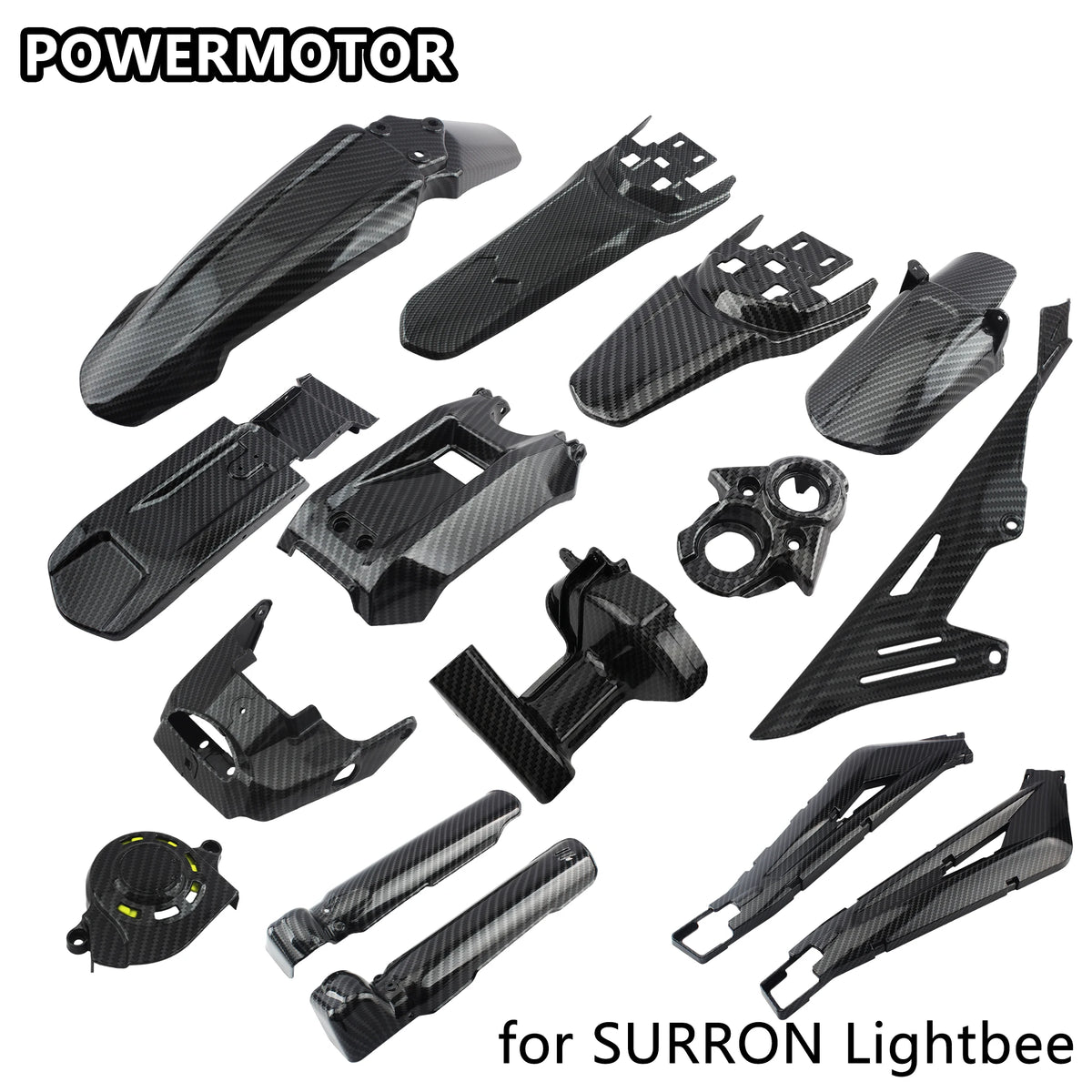 Set aus Kohlefaser-Lichtleuchten und Karosserieteilen für Surron Dirtbikes