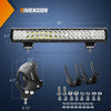 High-intensity LED light bar assembly with mounting brackets and hardware for off-road vehicles