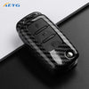 Carbon Fiber Car Key Case Cover for VW, Skoda, and Audi Models