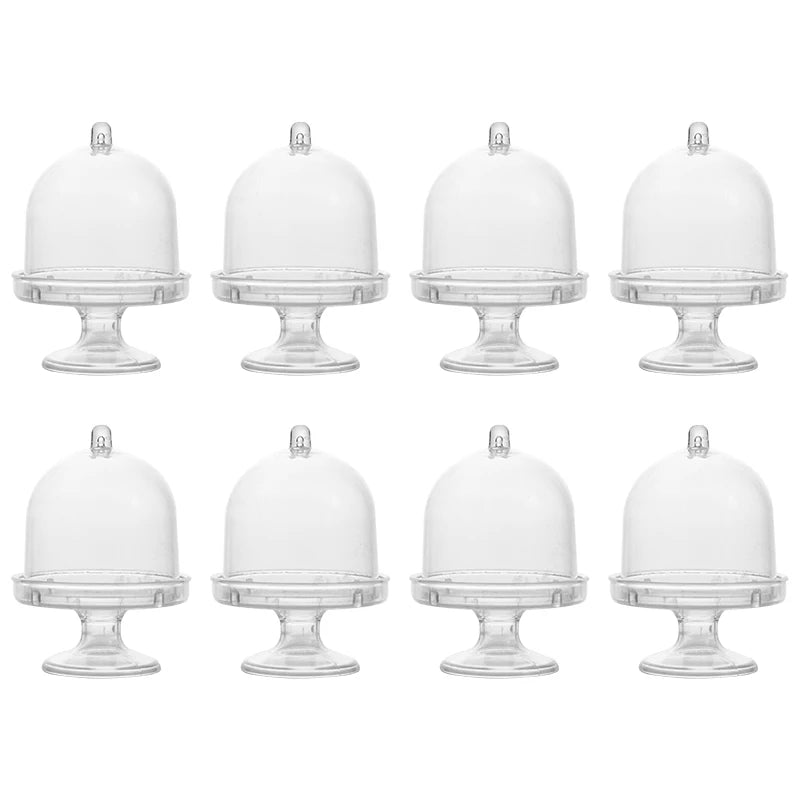 Ein Set aus sechs klaren Acryl-Mini-Cupcake-Displayständer.
