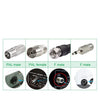 Set of radio antennas including PAL male, PAL female, F male, and F male connectors.