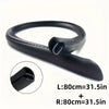 Black car door B-pillar seal strips for sound and weatherproofing with dimensions listed.