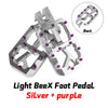 Silver Light BeeX foot pedal with purple accents and a separate back view.