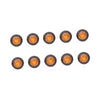 A set of eight round amber LED side marker lights for trucks, trailers, and RVs.