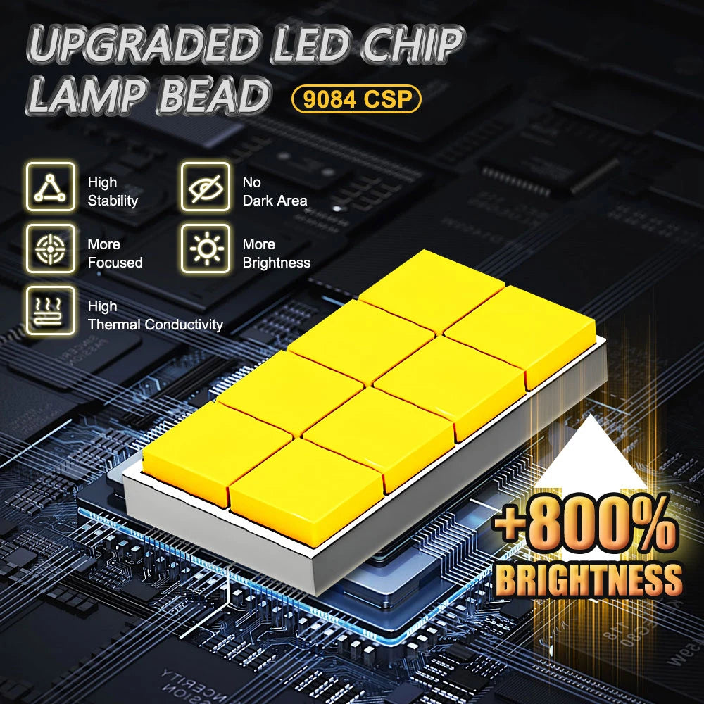 Yellow LED chip lamp bead module mounted on a circuit board for upgraded lighting.