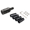 Black universal gear shift knob adapter for manual transmission with threaded end and mounting pins