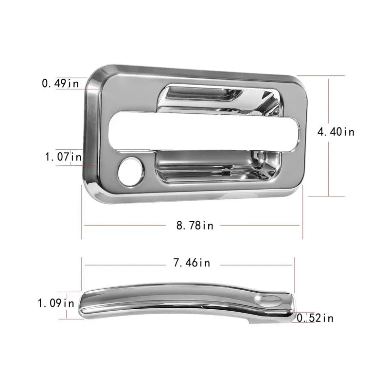 Chrome trim door handles for Hummer H2 vehicle.