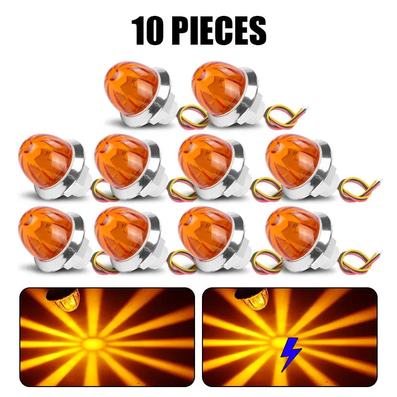 Ten pieces of orange mini LED flashing turn signals for trucks and trailers