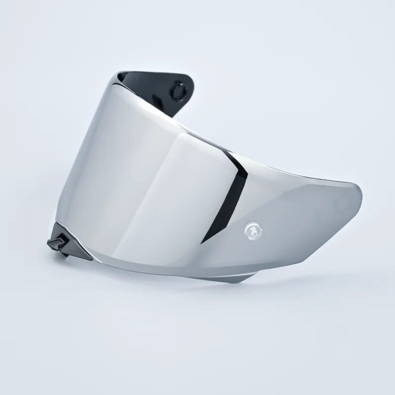A silver replacement anti-UV windproof visor for a KYT TT REVO helmet.