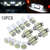 A set of 13 high-intensity LED car interior bulbs for automotive lighting.