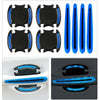 Set of black and blue reflective strips designed to protect door handles and provide visibility
